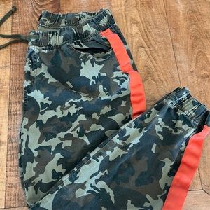 Camo orange stripe jogger pants